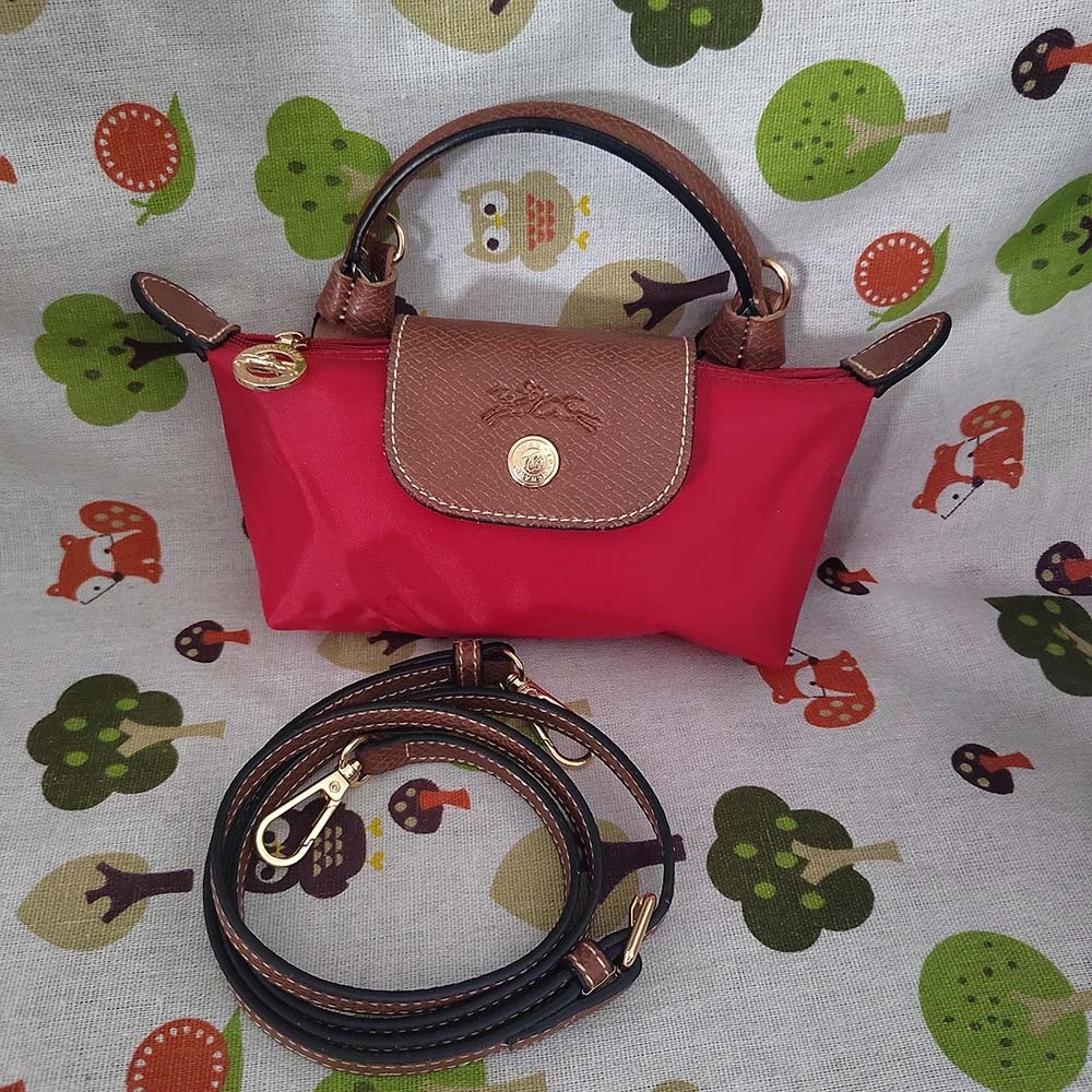 Longchamp Le Pliage Red Canvas Cosmetics Case